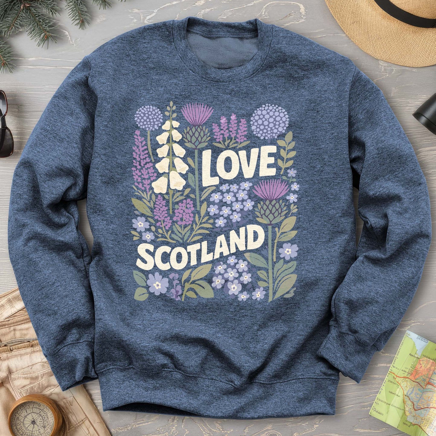 Love Scotland Flowers Sweatshirt