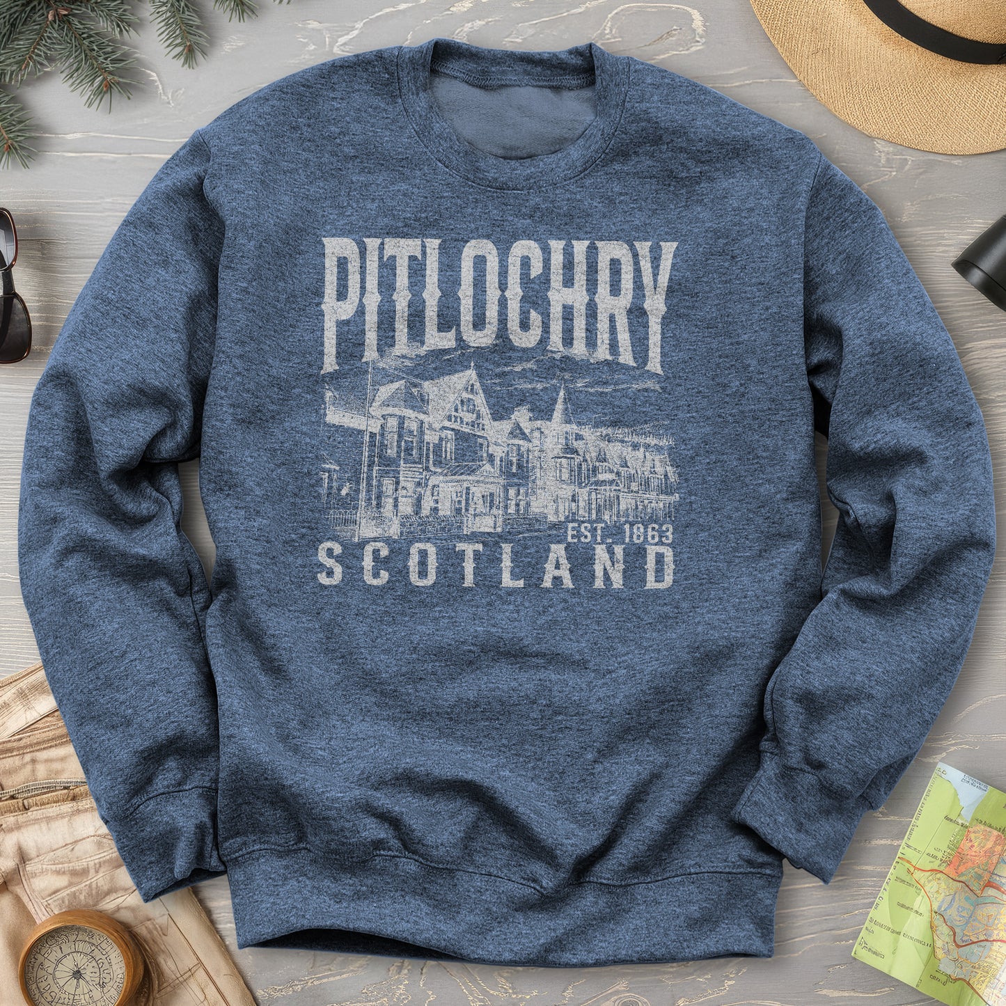 Pitlochry Scotland Sketch Sweatshirt