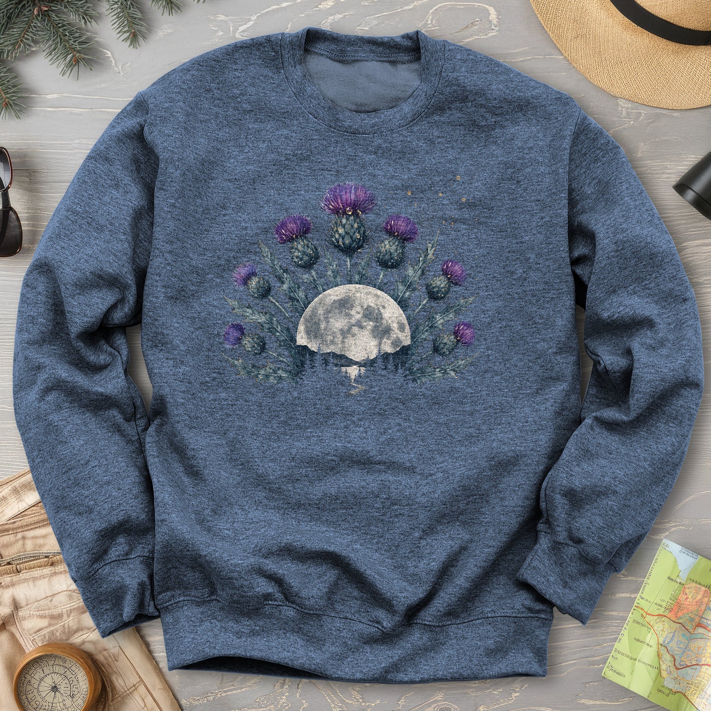 Moonlit Highland Thistles Sweatshirt
