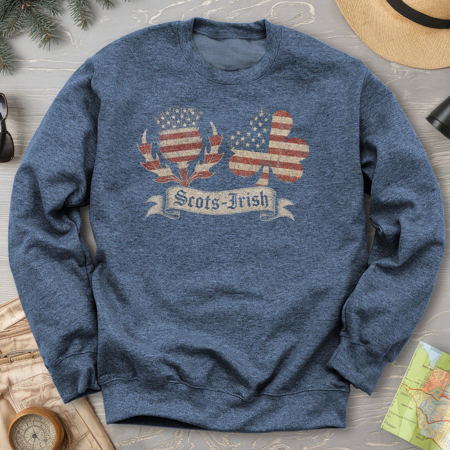 Scots-Irish Clover Thistle Flag Sweatshirt