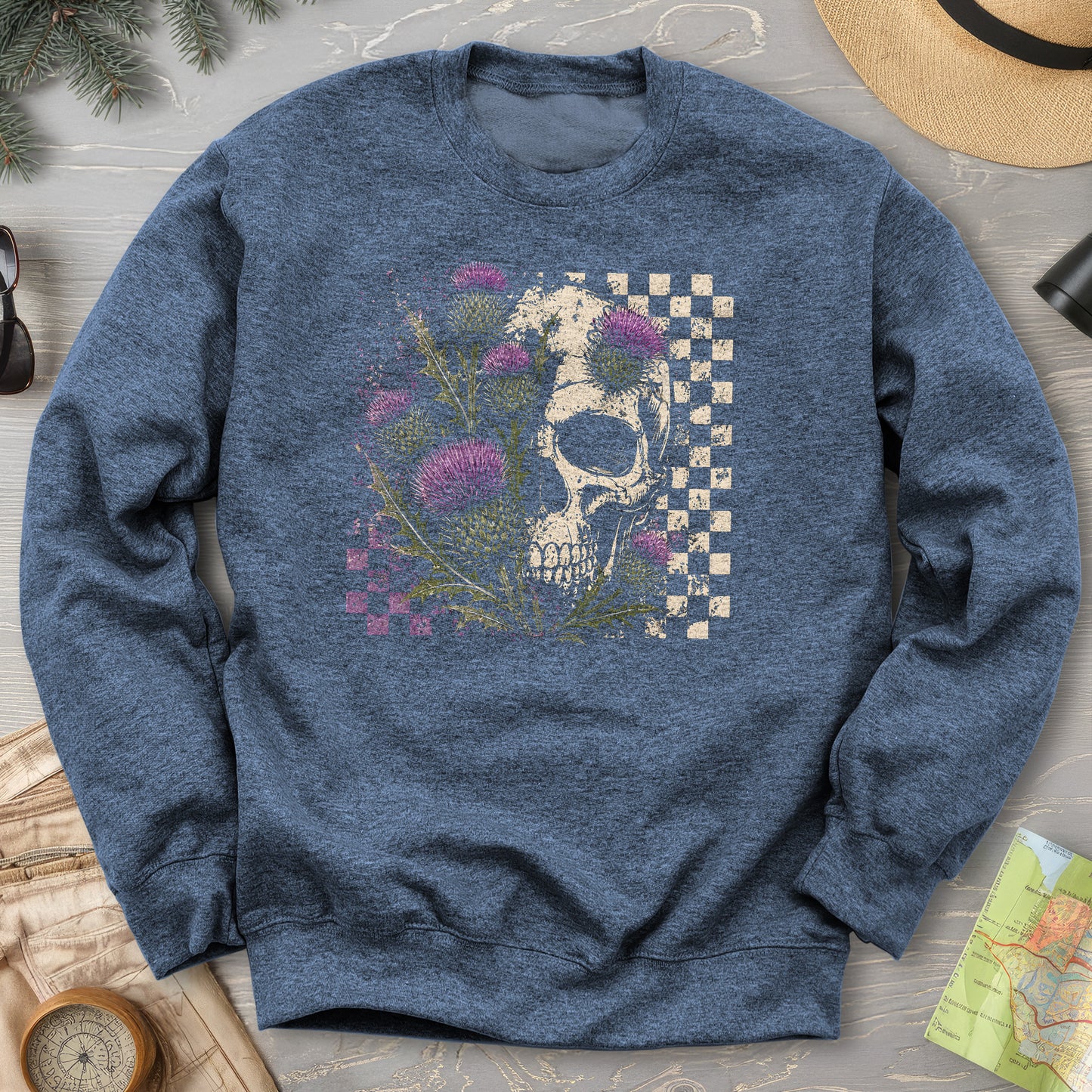 Thistle Skull Check Sweatshirt