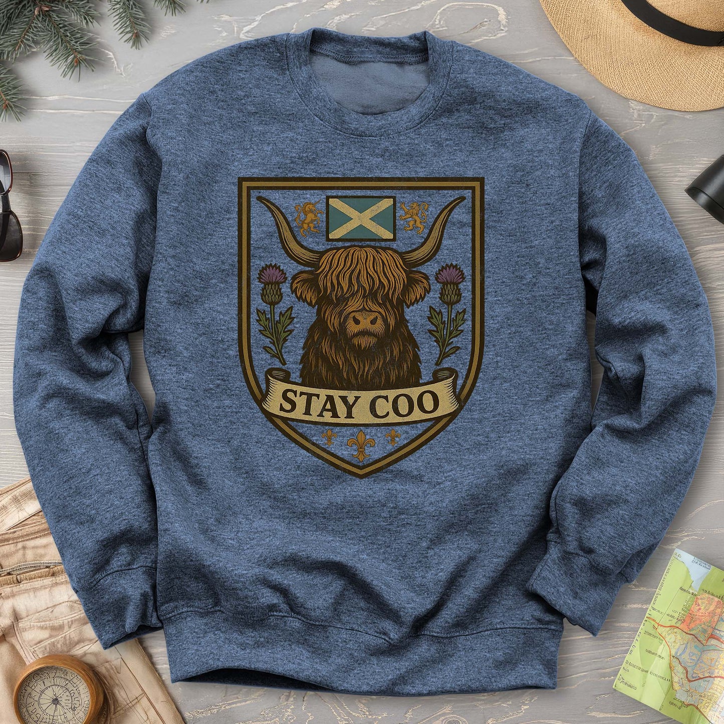 Highland Cow "Scottish Heraldry" Sweatshirt