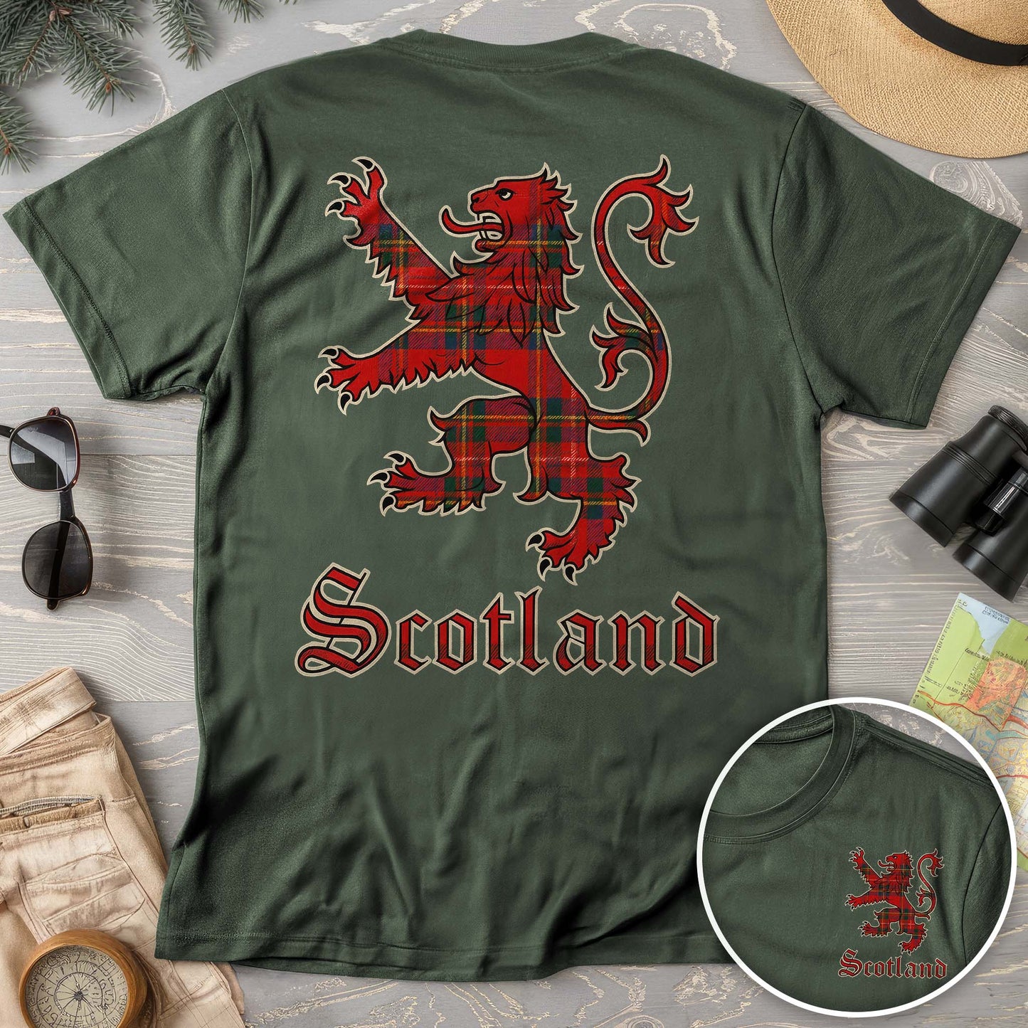 Scotland Tartan Lion Front/Back Print T-shirt