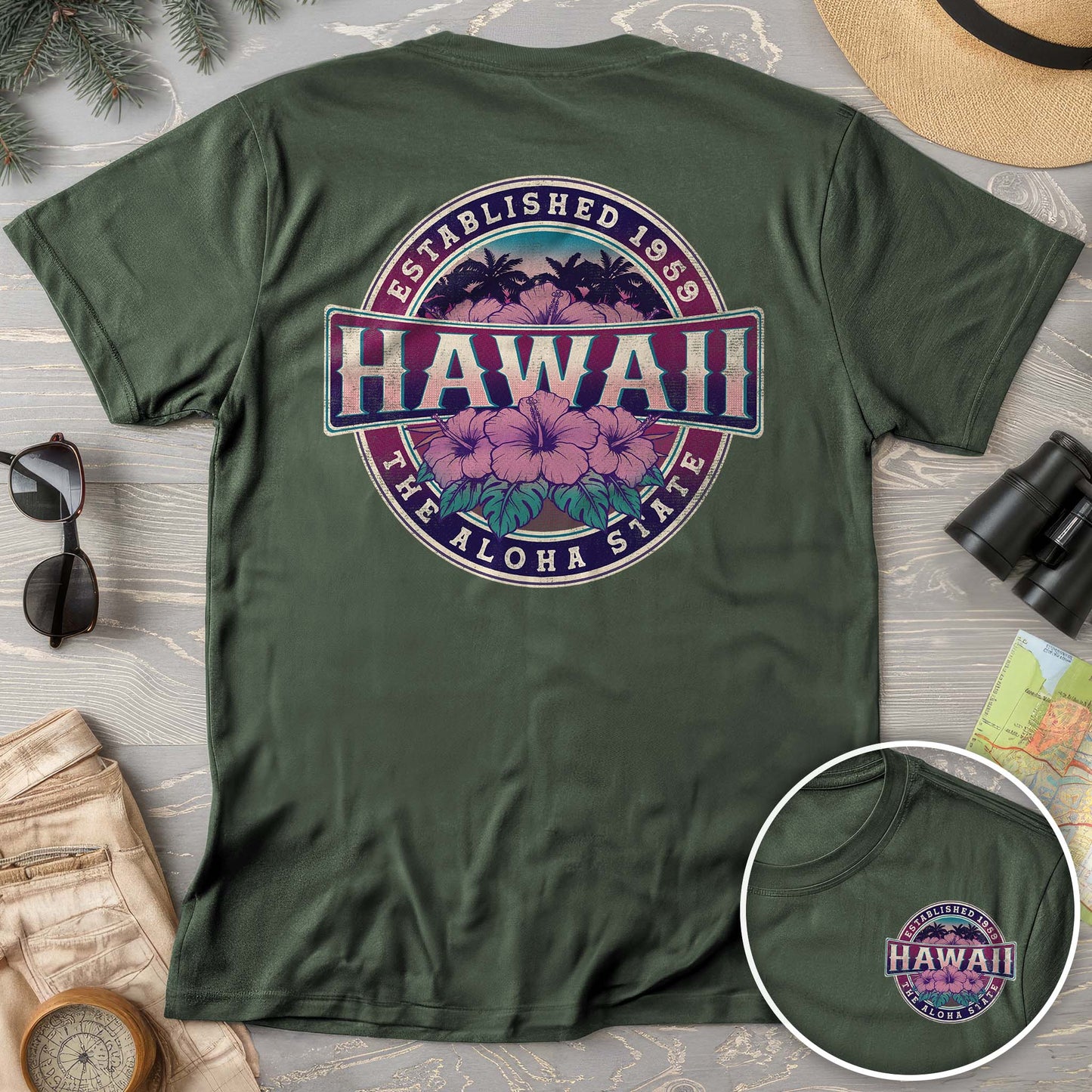 Hawaii Badge Front/Back Print Comfort Colors T-shirt