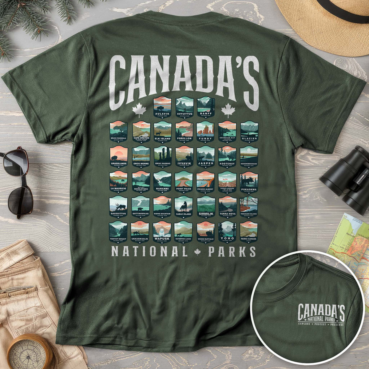 Bargain Bin Overstock! Canada's National Parks "Badges" T-shirt
