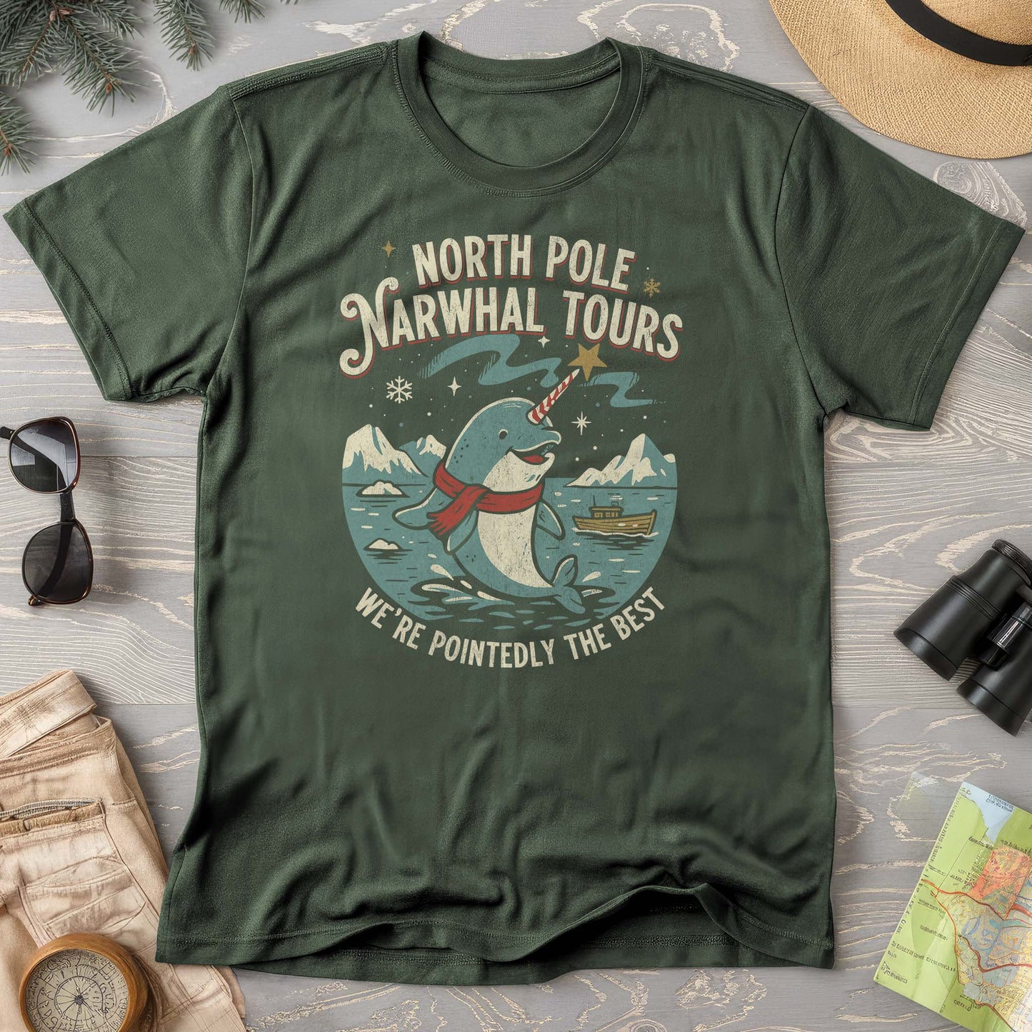 North Pole Narwhal Tours Comfort Colors T-shirt