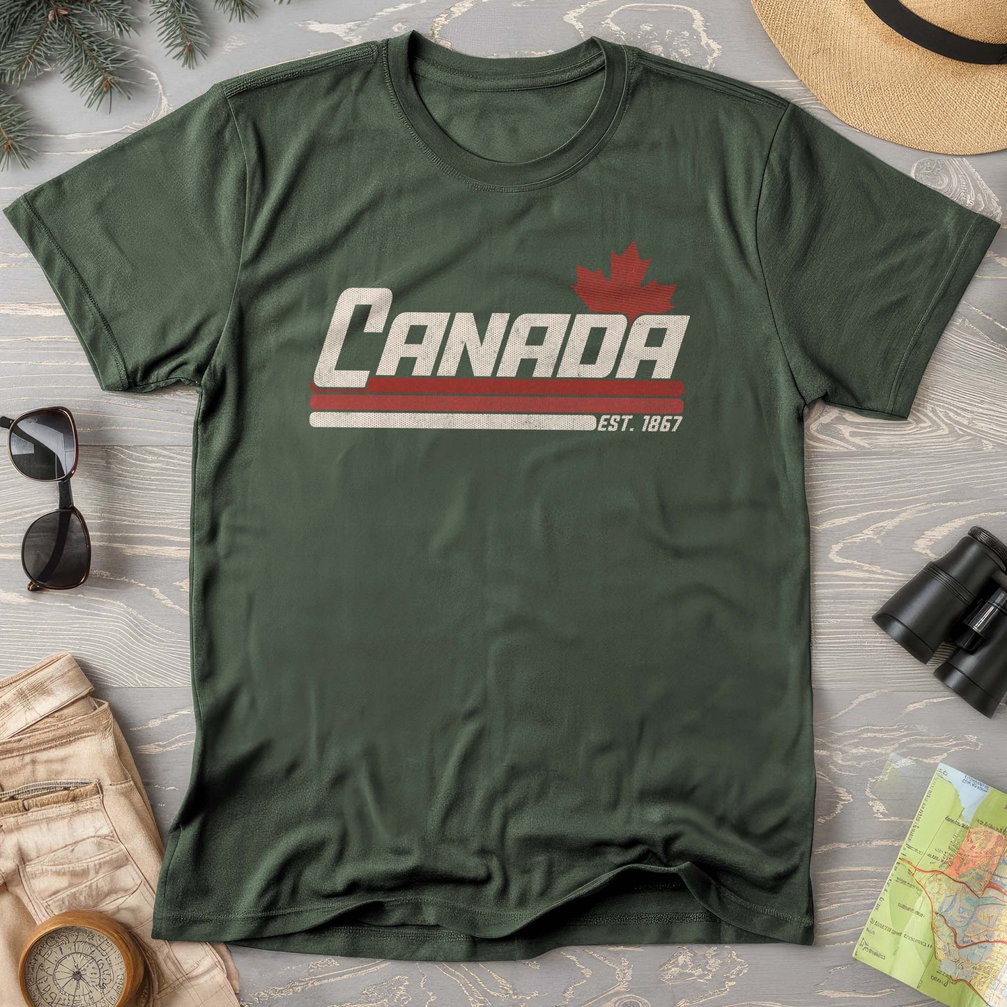 Canada Retro Stripe Comfort Colors T-shirt
