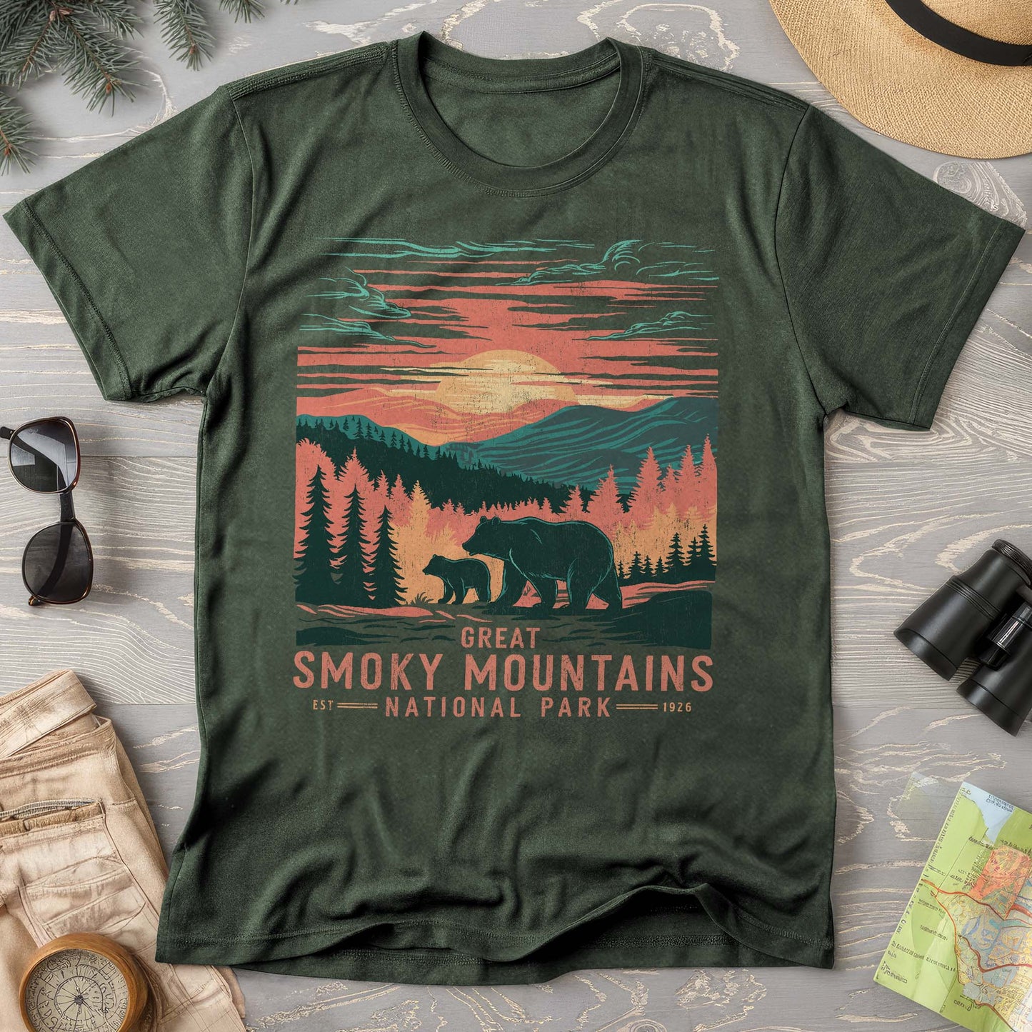 Great Smoky Mountains Sunset Bears Comfort Colors T-Shirt