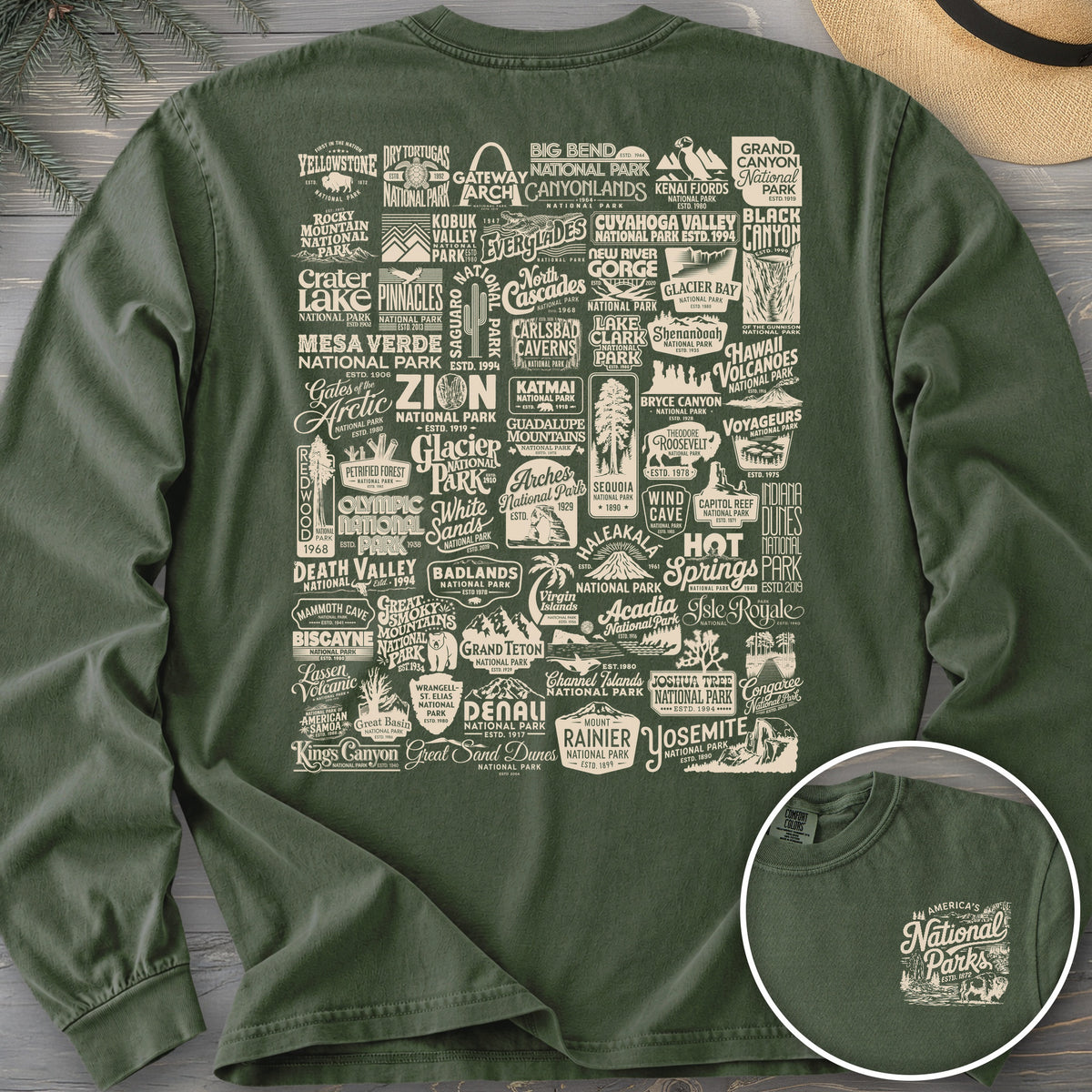 63 Vintage Parks Front/Back Print Long Sleeve Shirt