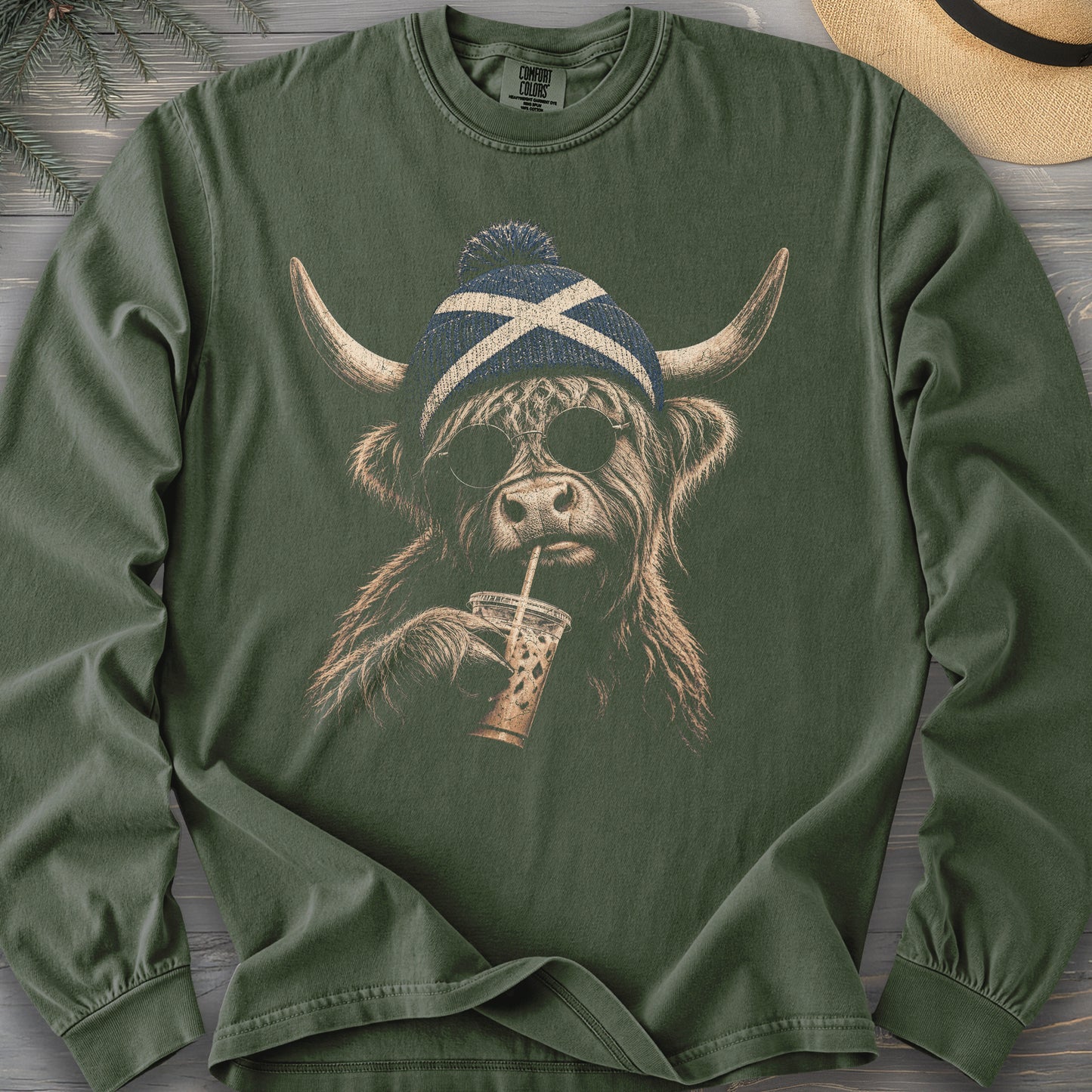Highland Cow Beanie Long Sleeve Shirt