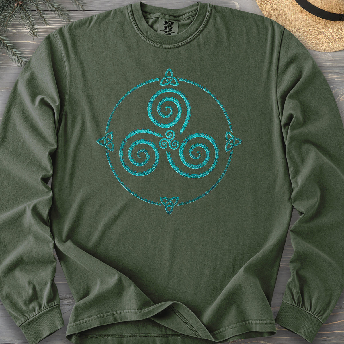 Celtic Triskele Spiral Comfort Colors 6014 Long Sleeve