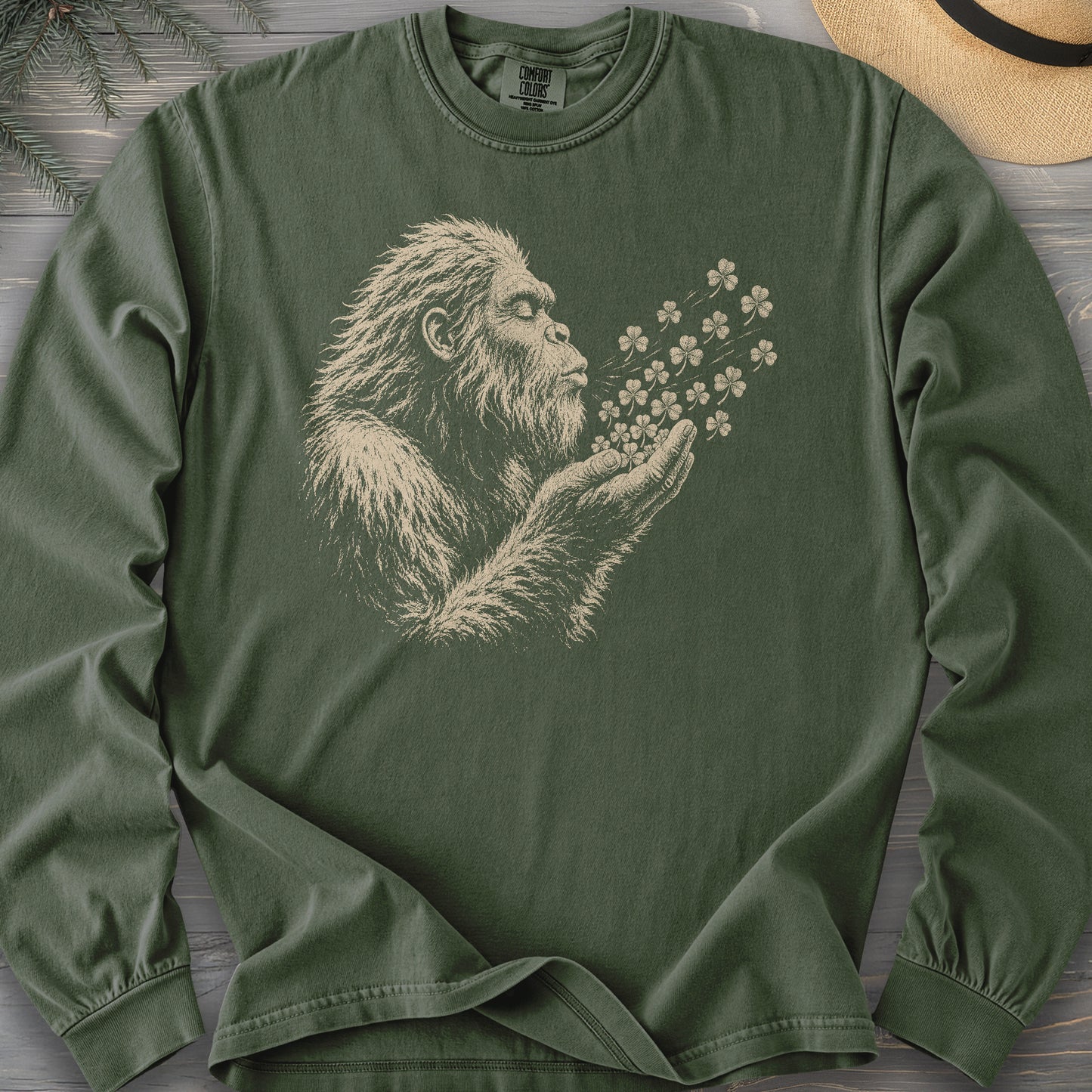 Bigfoot Shamrocks Comfort Colors 6014 Long Sleeve