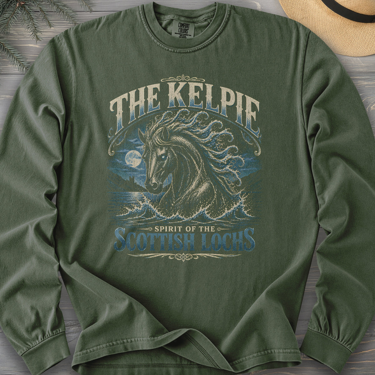 The Kelpie Scottish Lochs Comfort Colors 6014 Long Sleeve