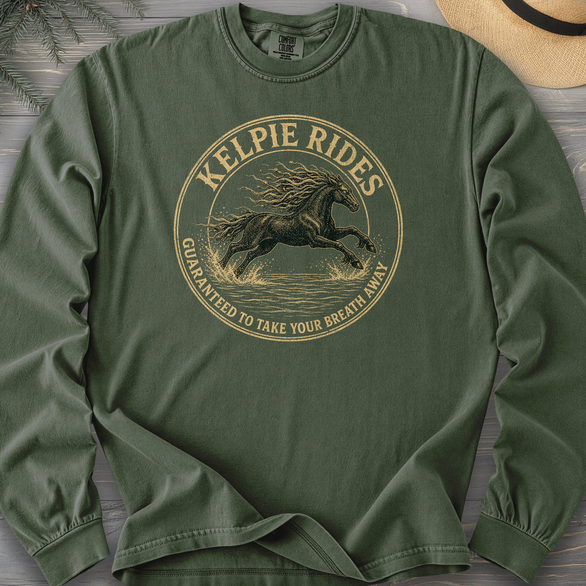 Kelpie Rides Badge Comfort Colors 6014 Long Sleeve
