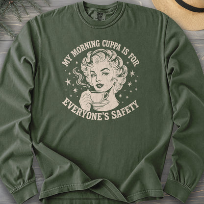 Morning Cuppa Safety Comfort Colors 6014 Long Sleeve