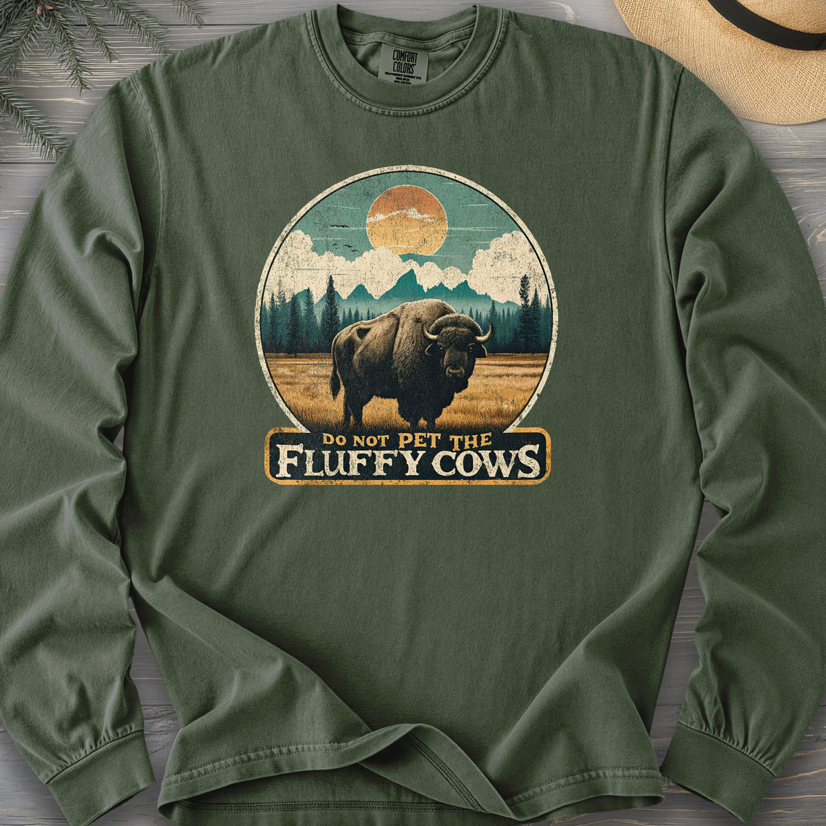 "Do Not Pet the Fluffy Cows" Buffalo Long Sleeve Shirt
