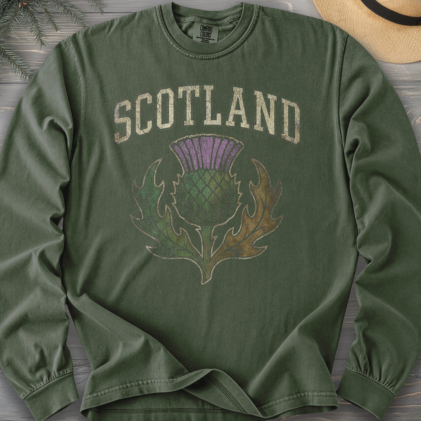 Scotland Distressed Thistle Long Sleeve Shirt