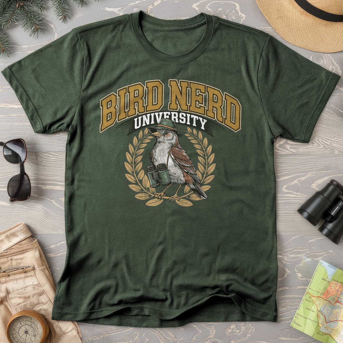 Bird Nerd University Varsity Textured Comfort Colors T-Shirt