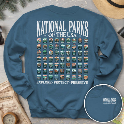 National Parks of the USA 63 Badges Crewneck Sweatshirt