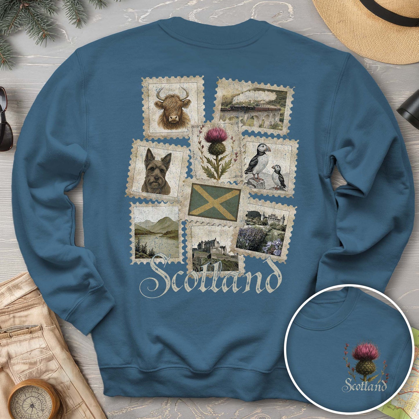 Scotland Vintage Stamps Sweatshirt