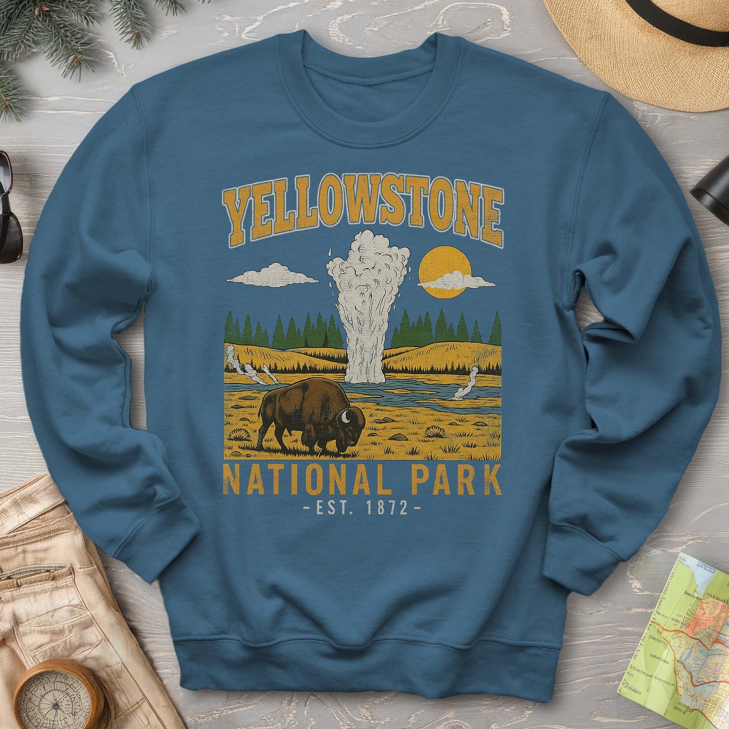 Yellowstone Old Faithful Buffalo Sweatshirt