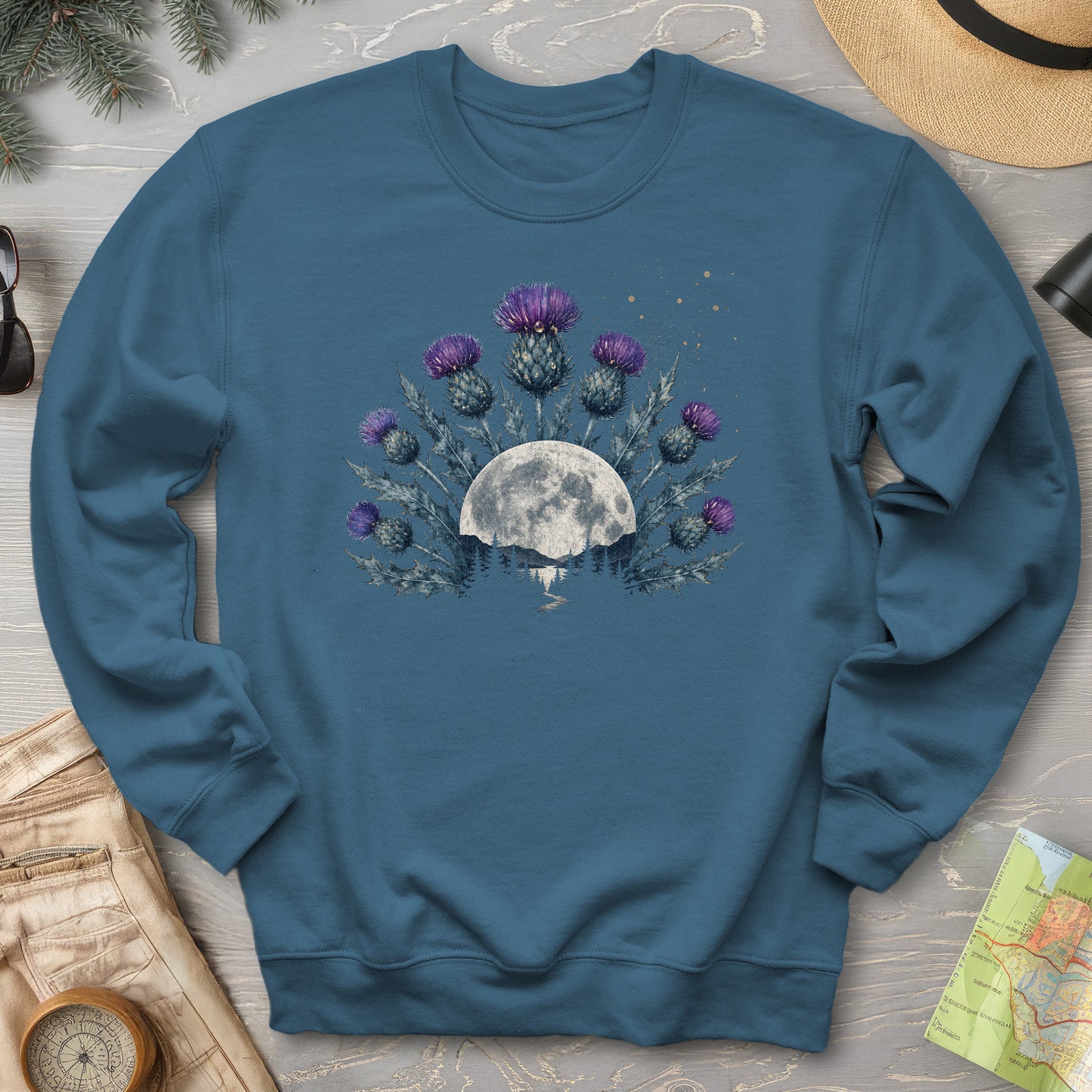Moonlit Highland Thistles Sweatshirt