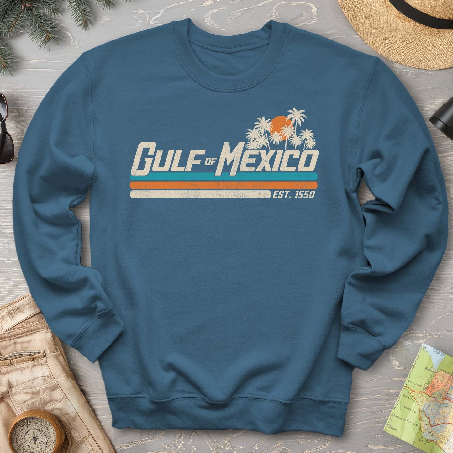 Bargain Bin Overstock! Gulf of Mexico Retro Stripe Crewneck Sweatshirt