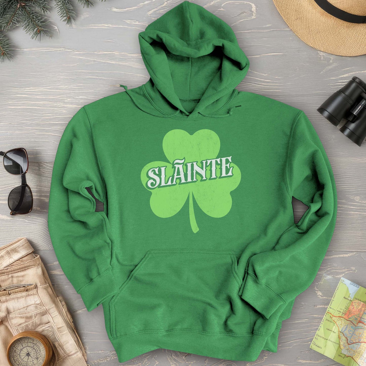 Sláinte Vintage Textured Shamrock Hoodie