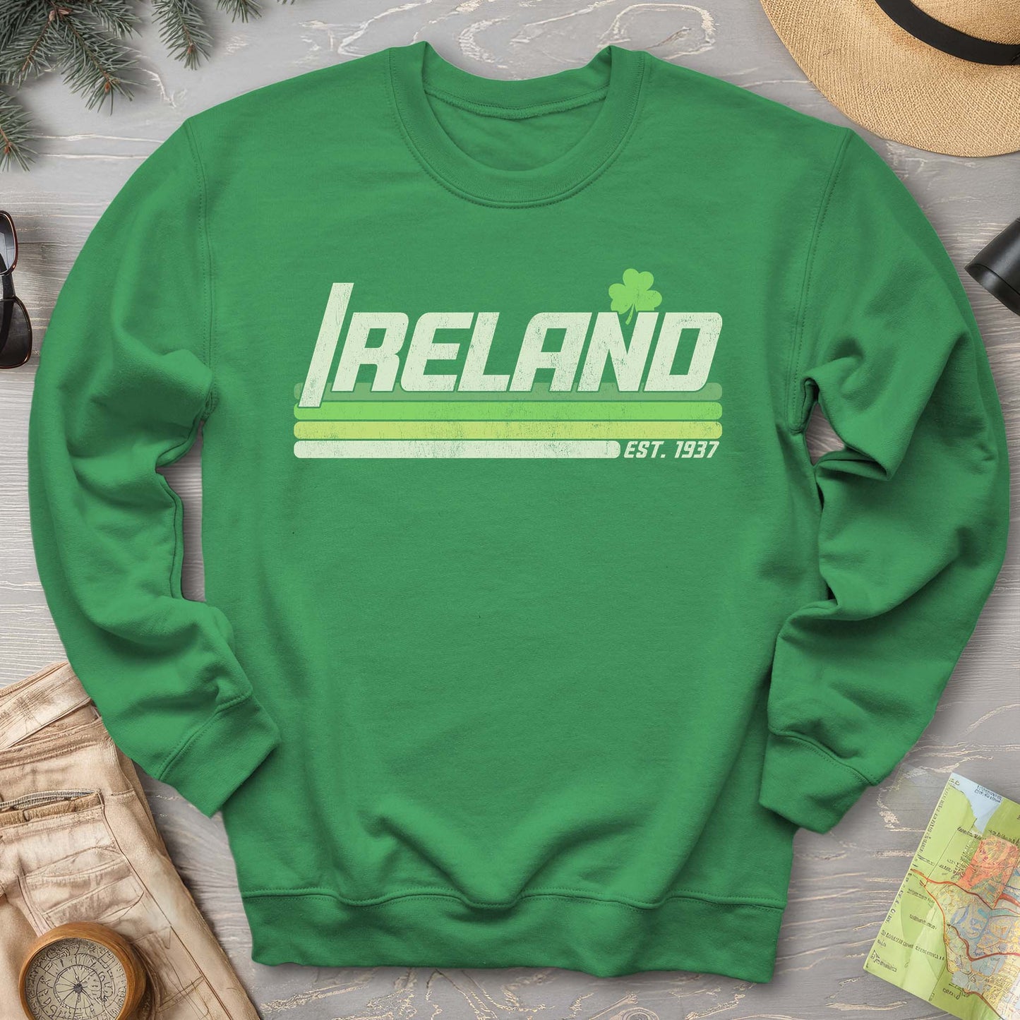 Ireland Retro Stripe Crewneck Sweatshirt