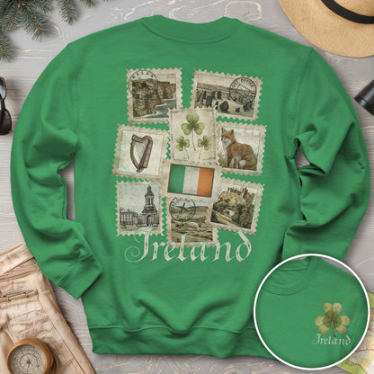 Ireland Vintage Stamps Front/Back Print Sweatshirt