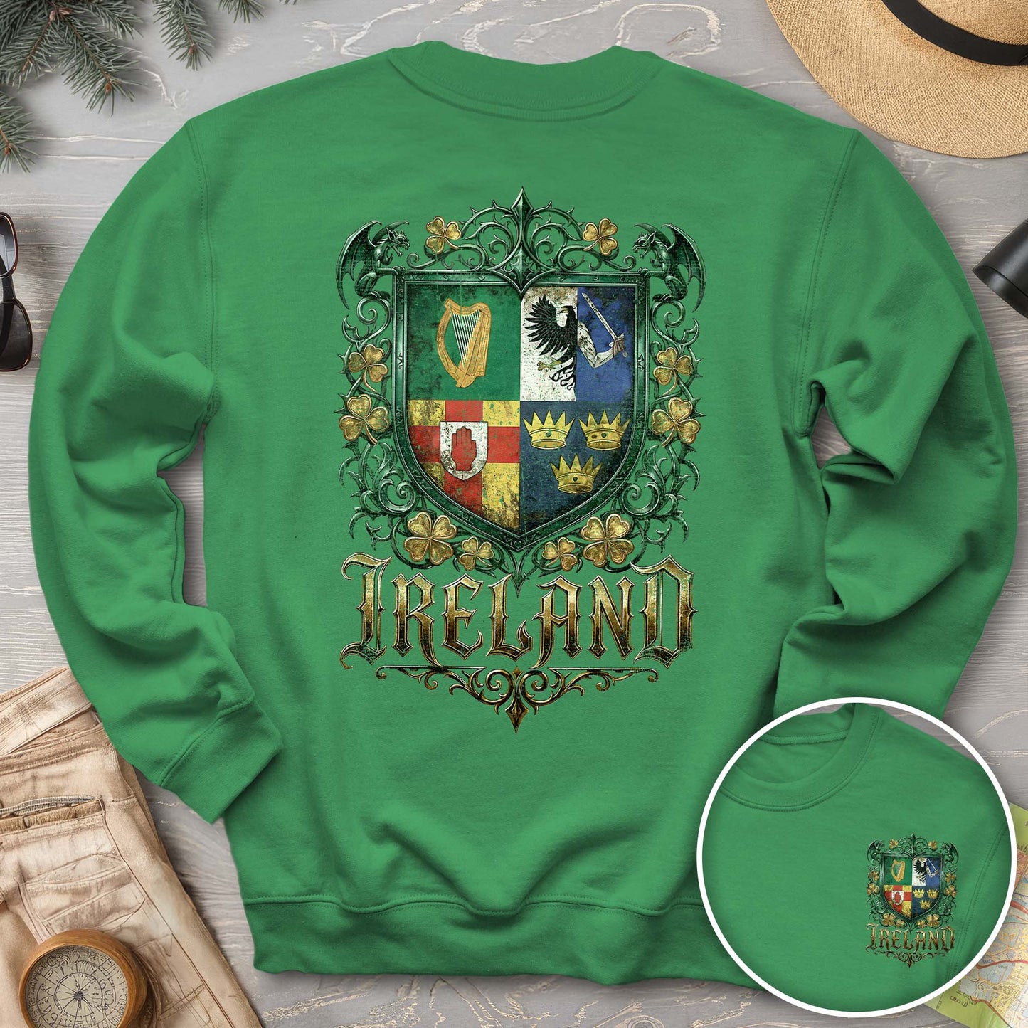 Irish Gothic Arms Front/Back Print Sweatshirt