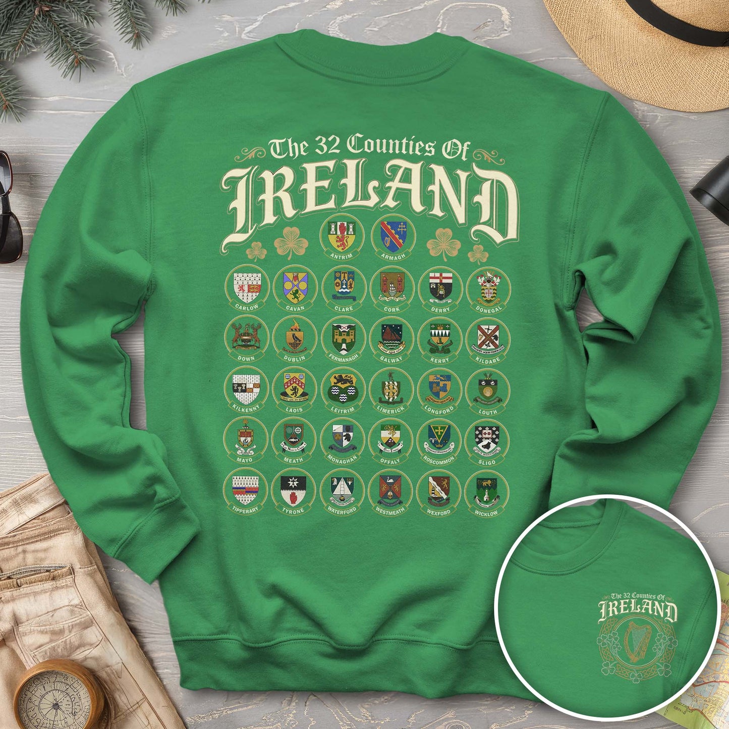 Ireland County Crests Front/Back Print Sweatshirt