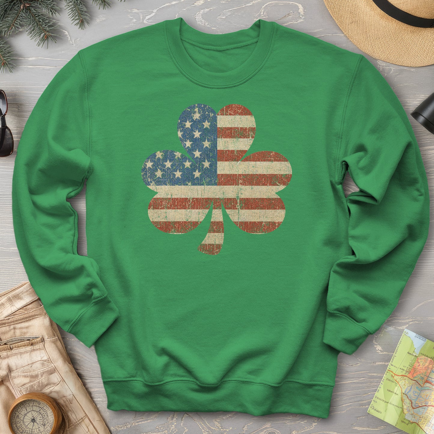 Vintage Flag Shamrock Sweatshirt