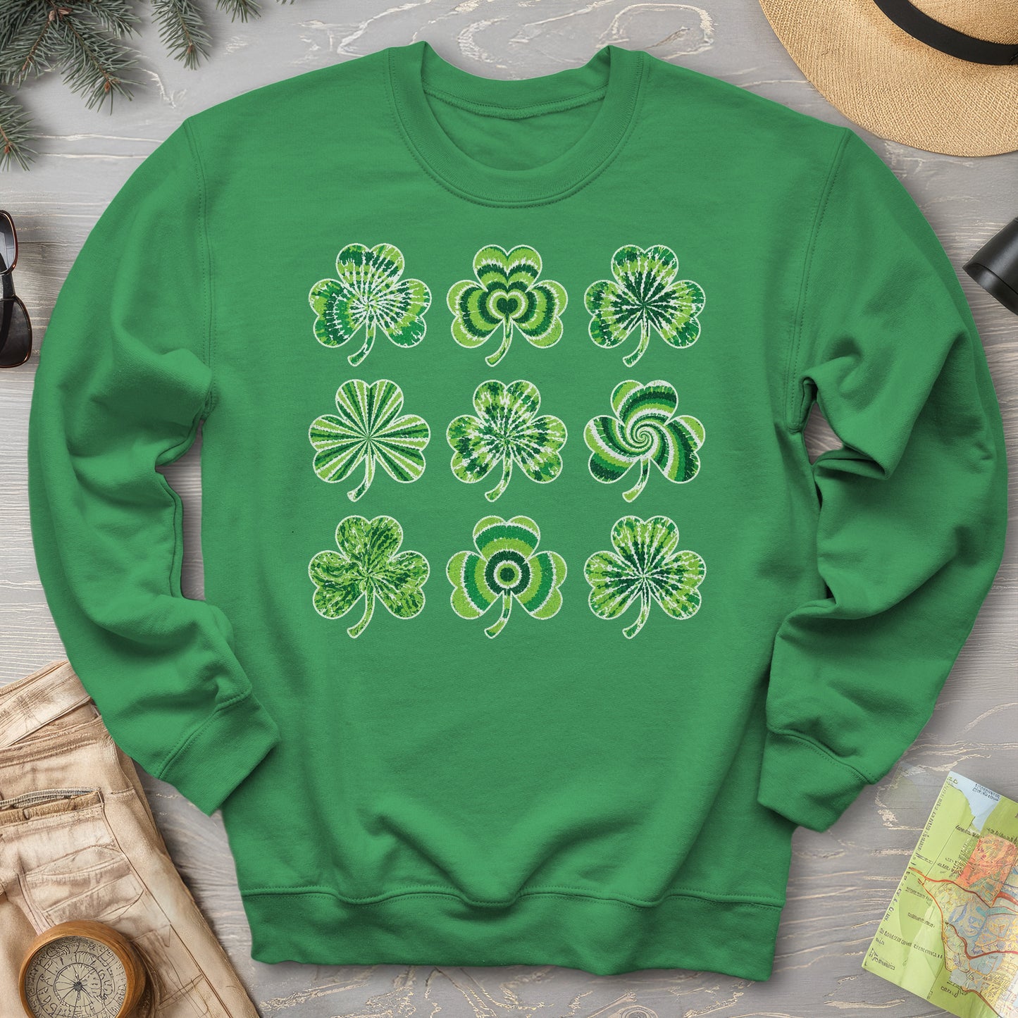 Tie-Dye Shamrocks Sweatshirt
