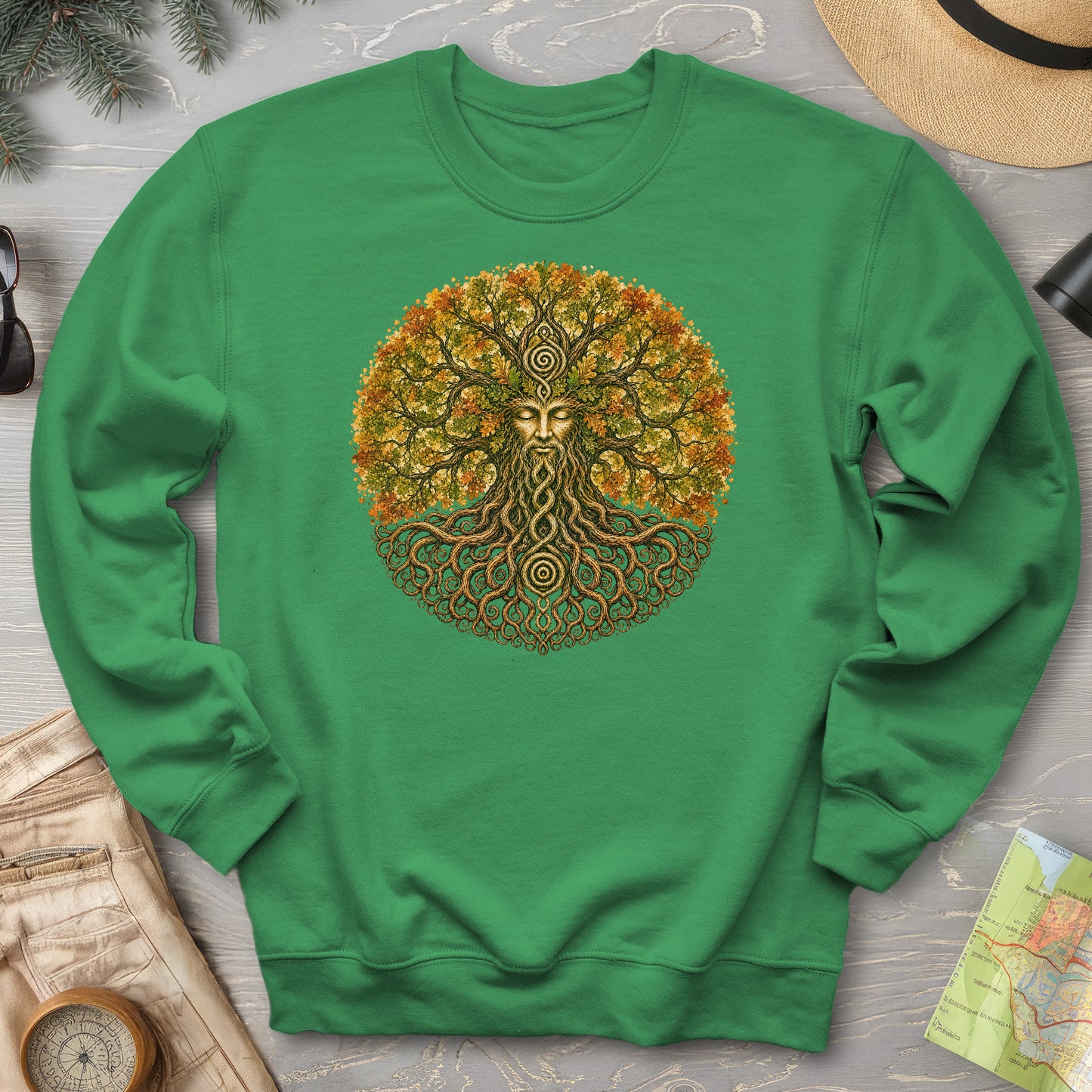 Green Man Autumn Bloom Sweatshirt