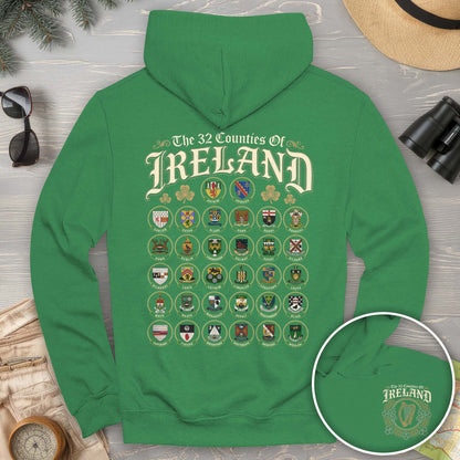 Ireland County Crests Front/Back Print Hoodie