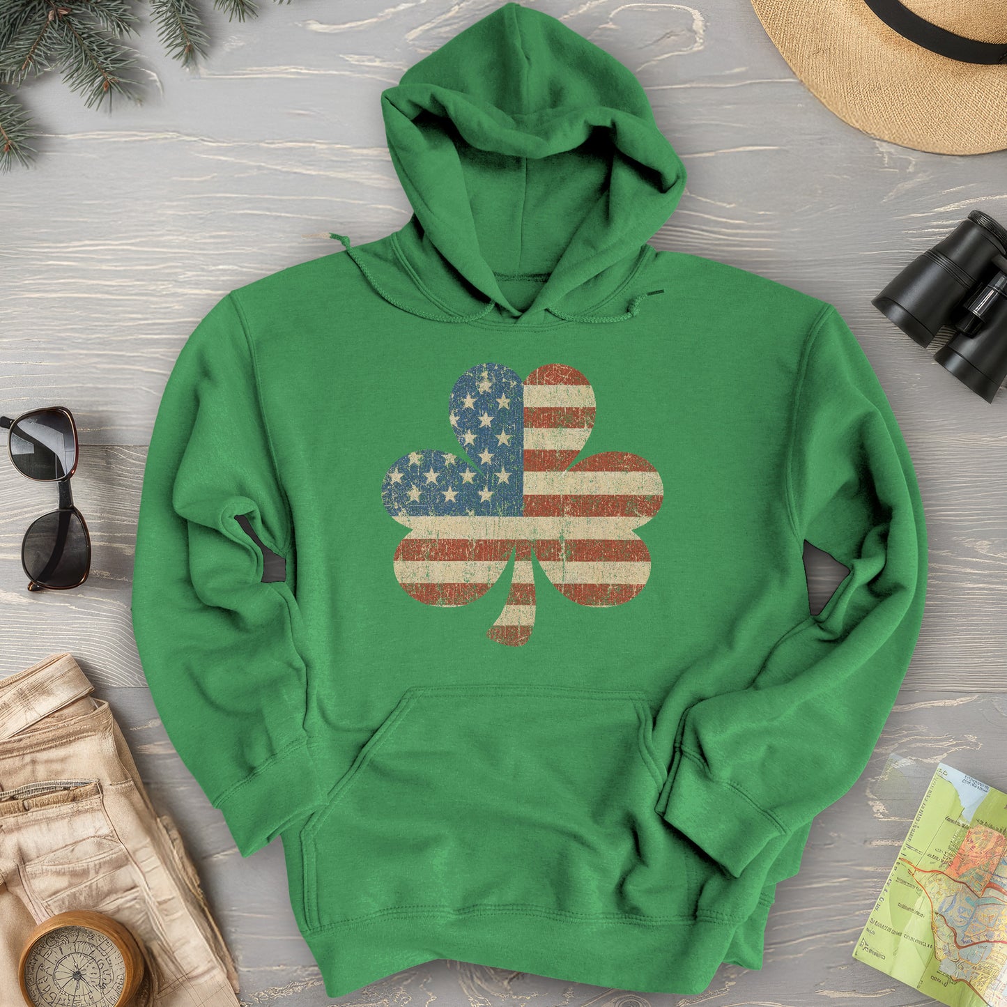 Vintage Flag Shamrock Hoodie