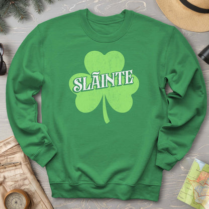 Sláinte Vintage Textured Shamrock Crewneck Sweatshirt