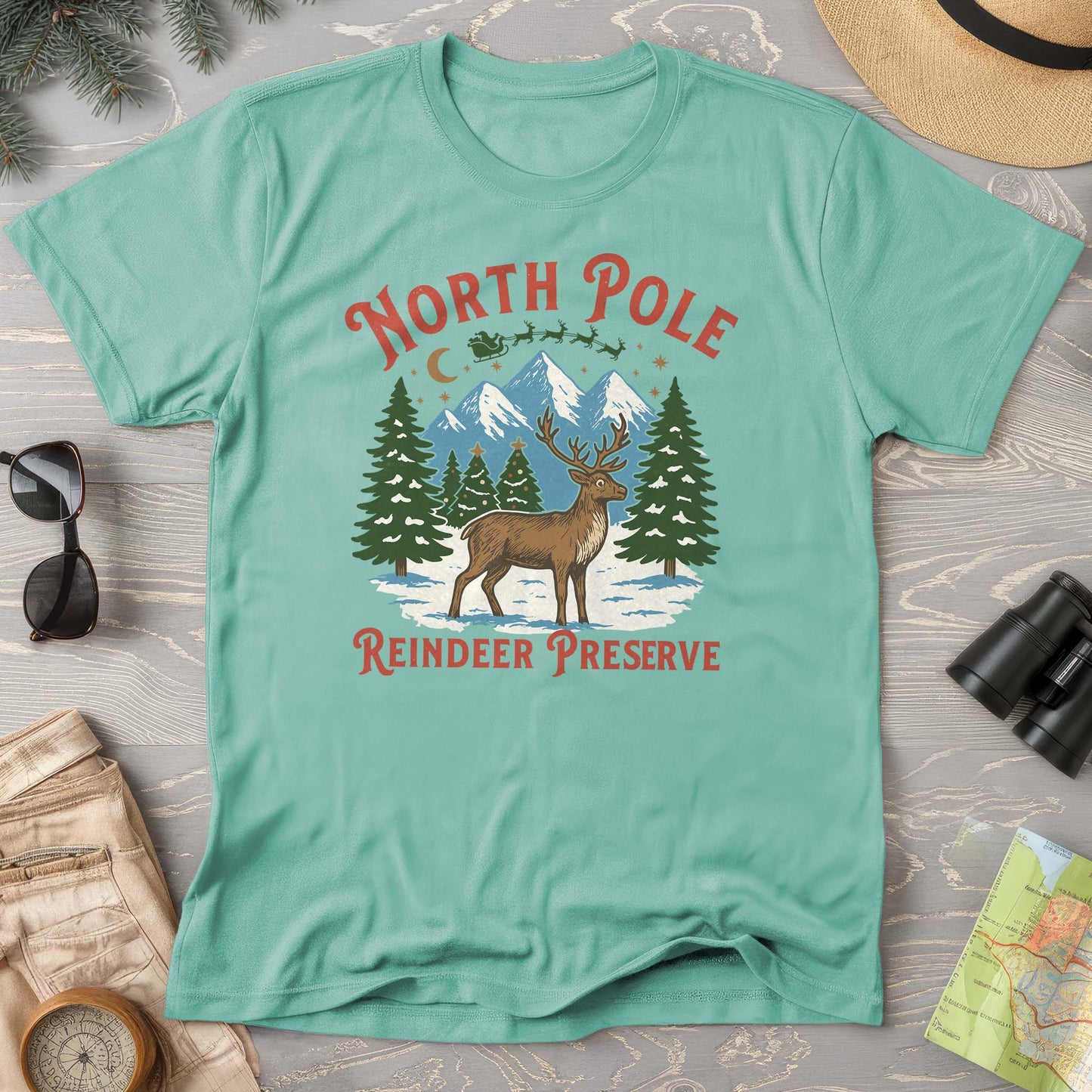 North Pole Reindeer Preserve Comfort Colors T-Shirt