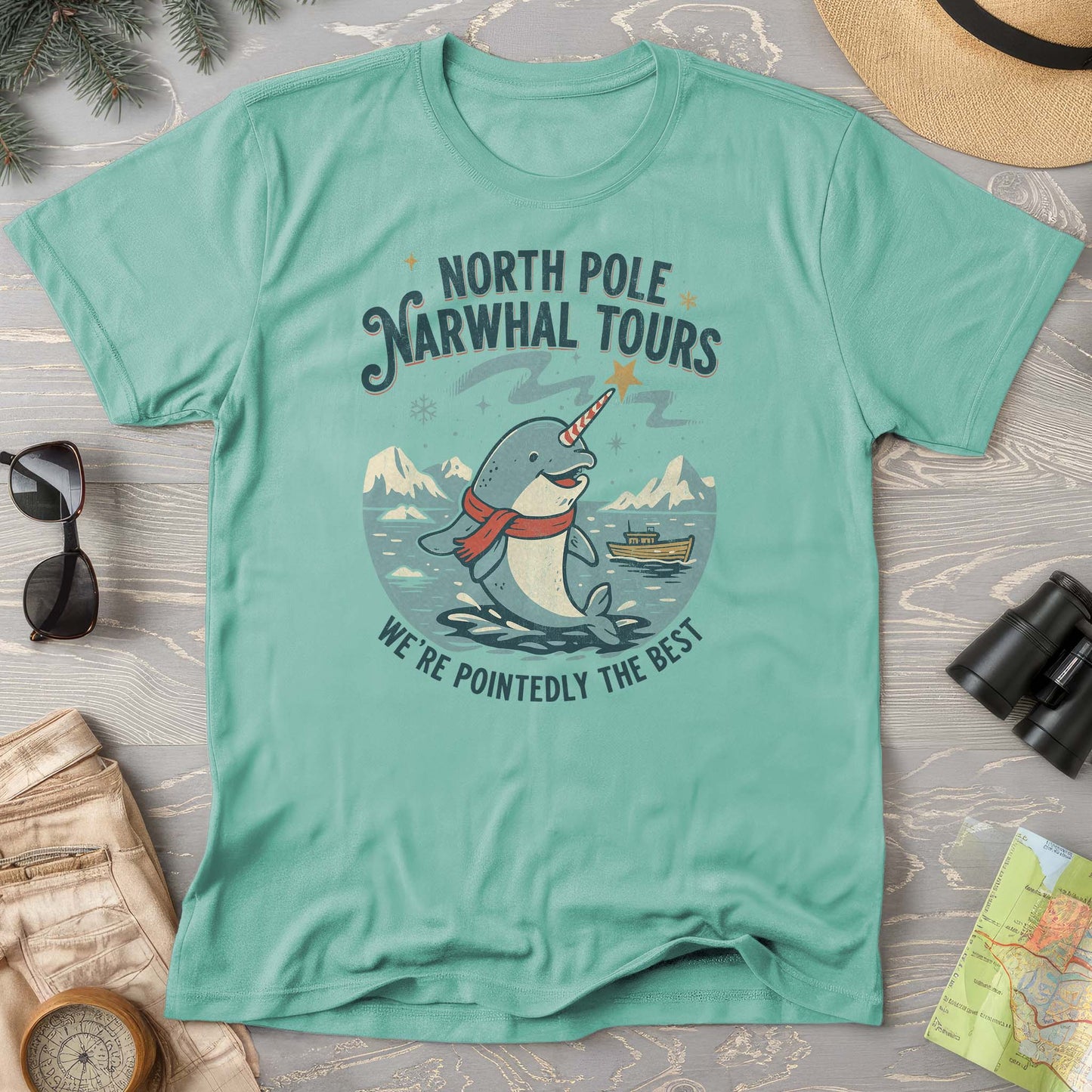 North Pole Narwhal Tours Comfort Colors T-shirt