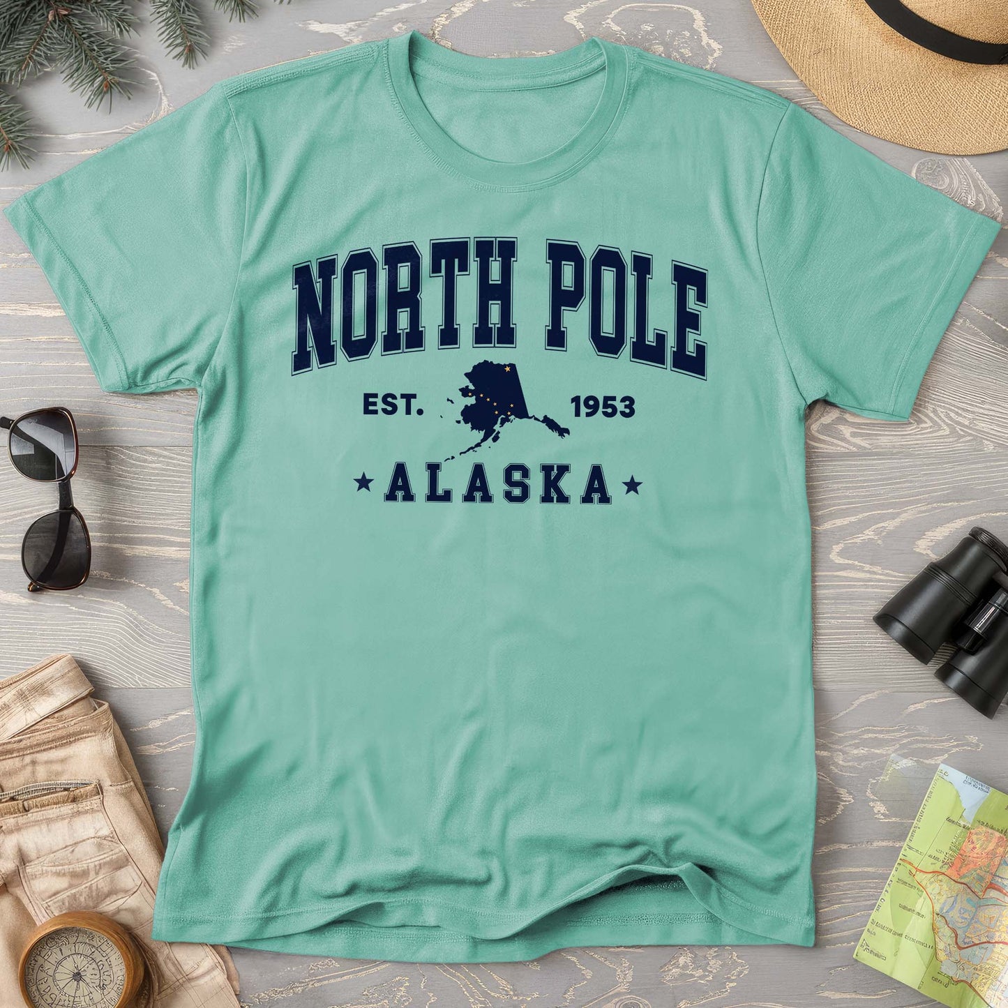 North Pole Alaska Varsity Comfort Colors T-shirt