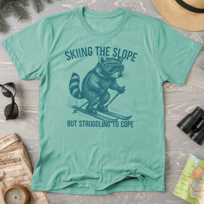 Skiing the Slope Raccoon Comfort Colors T-Shirt