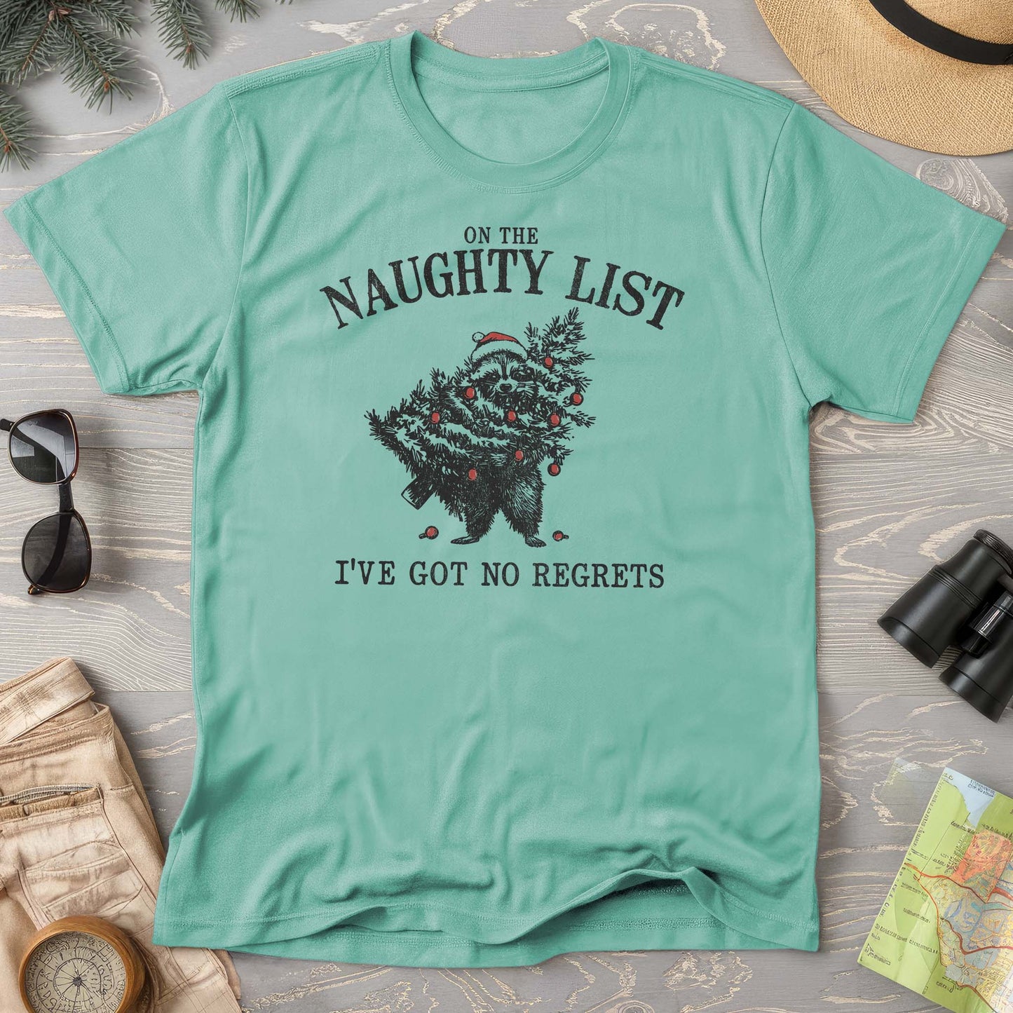 Naughty List Racoon Xmas Comfort Colors T-shirt