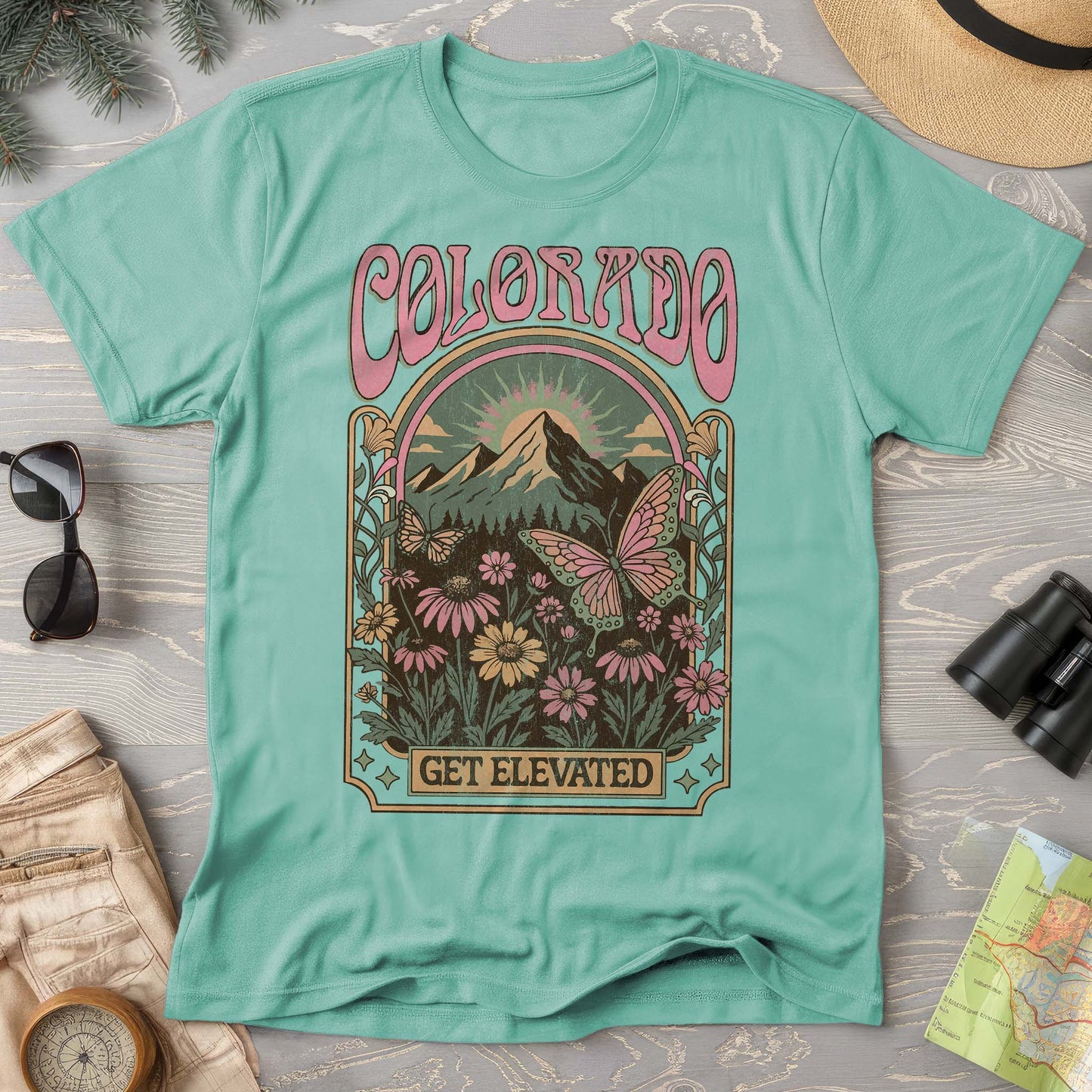 Colorado Get Elevated Butterfly Comfort Colors T-shirt