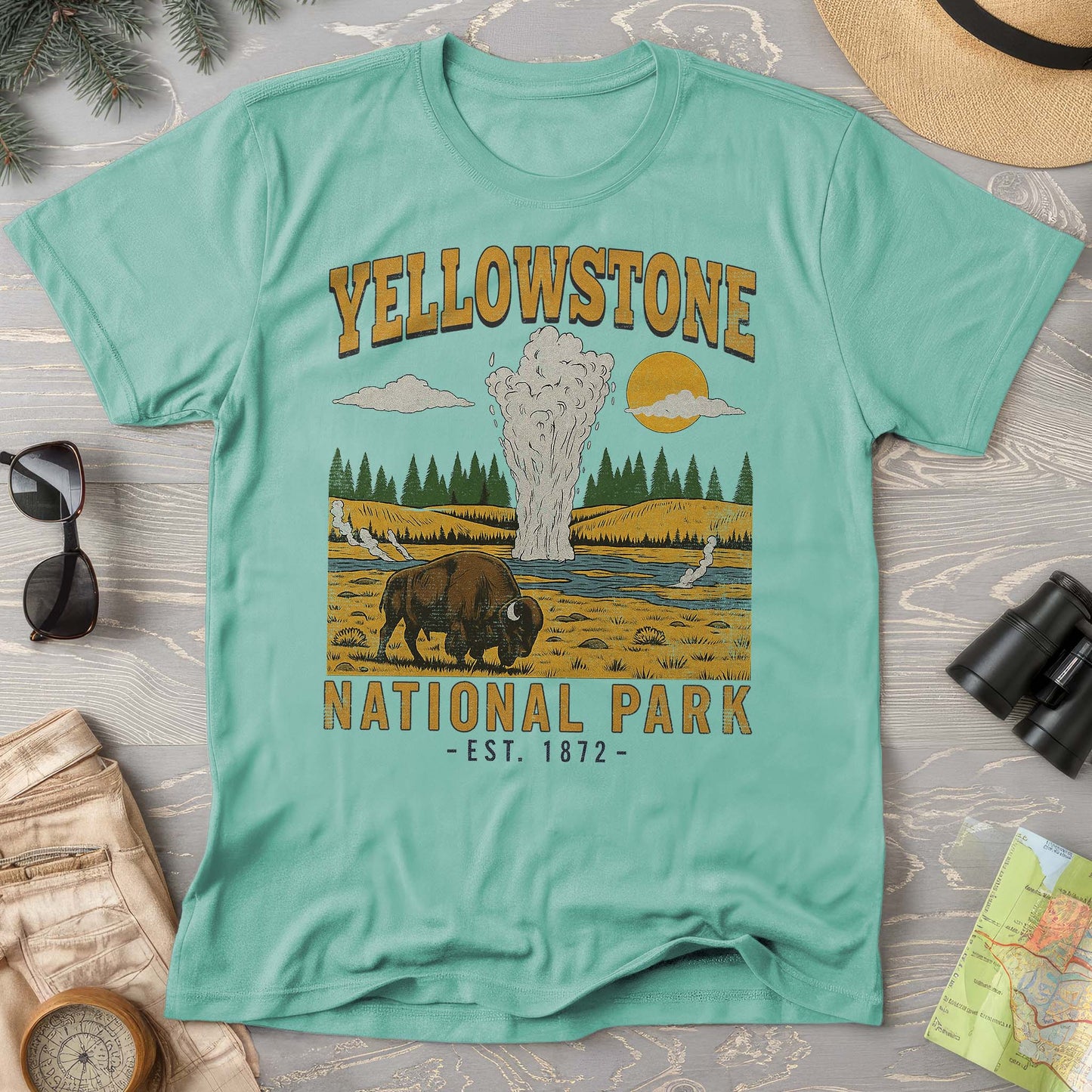 Yellowstone Old Faithful Buffalo Comfort Colors T-shirt