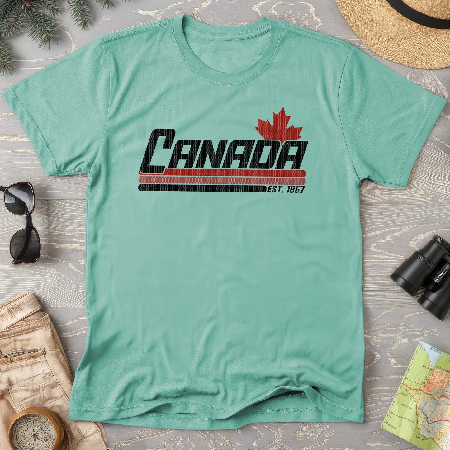 Canada Retro Stripe Comfort Colors T-shirt