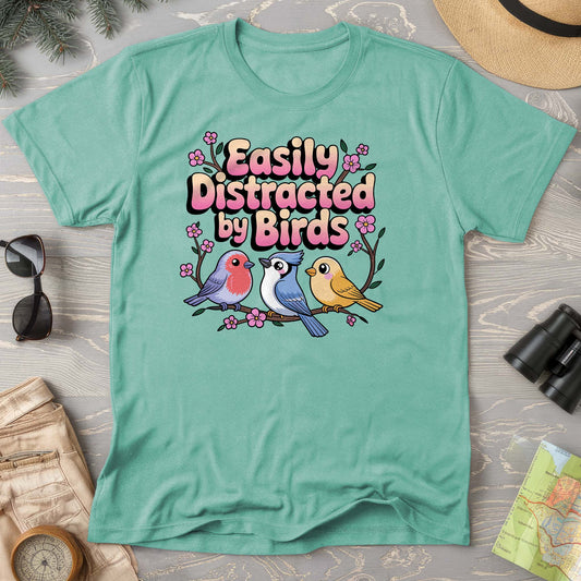 Easily Distracted By Birds Kawaii Style Comfort Colors T-Shirt