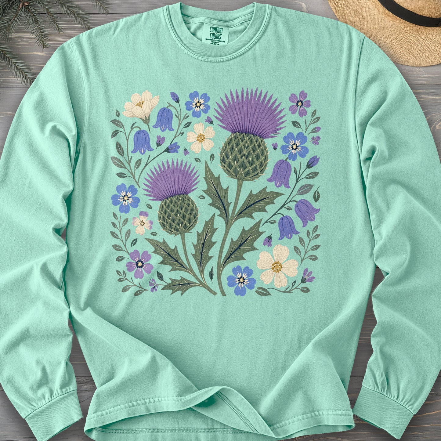 Scottish Thistle Floral Long Sleeve Shirt