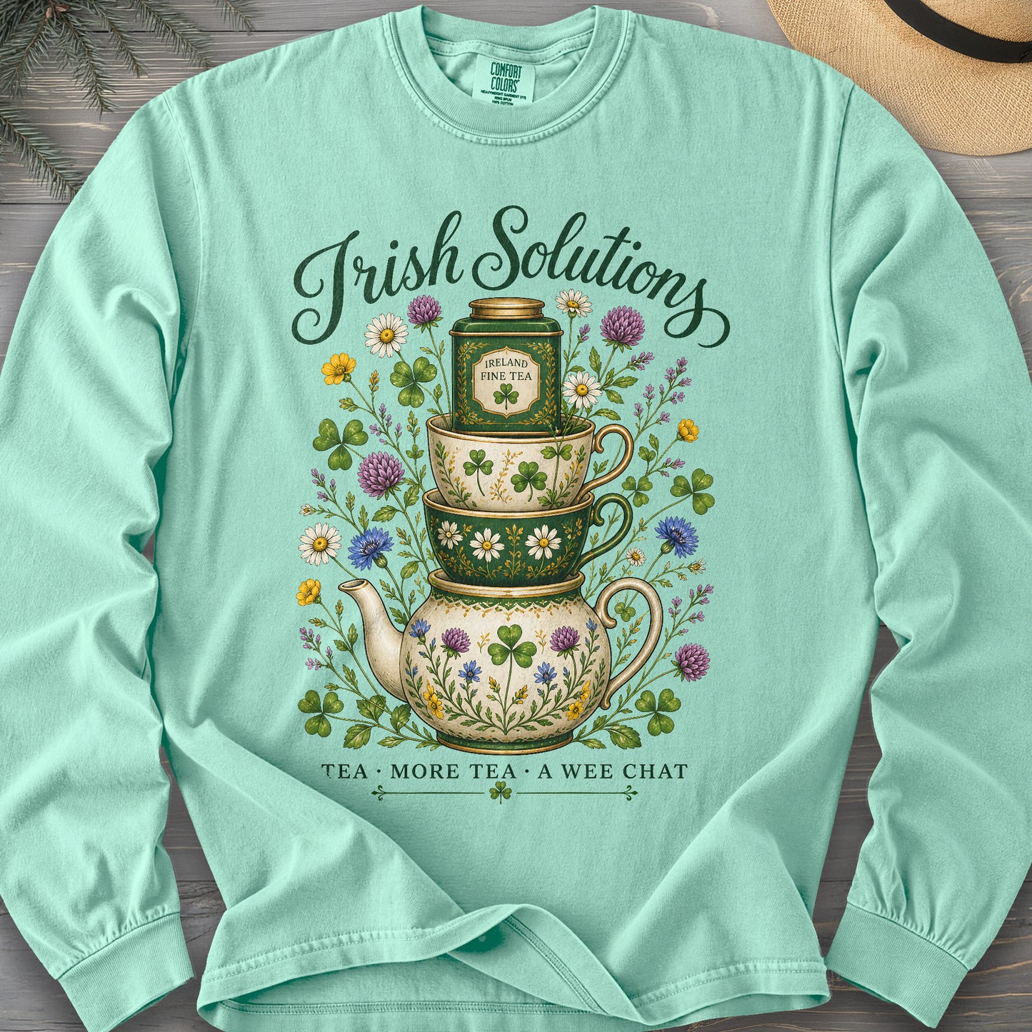 Irish Solutions Tea Cups Long Sleeve Shirt