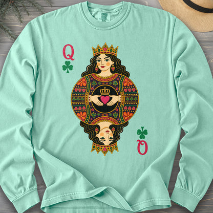 Shamrock Queen Playing Card Comfort Colors 6014 Long Sleeve
